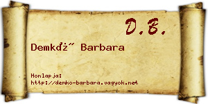 Demkó Barbara névjegykártya