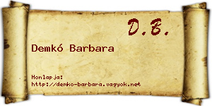 Demkó Barbara névjegykártya